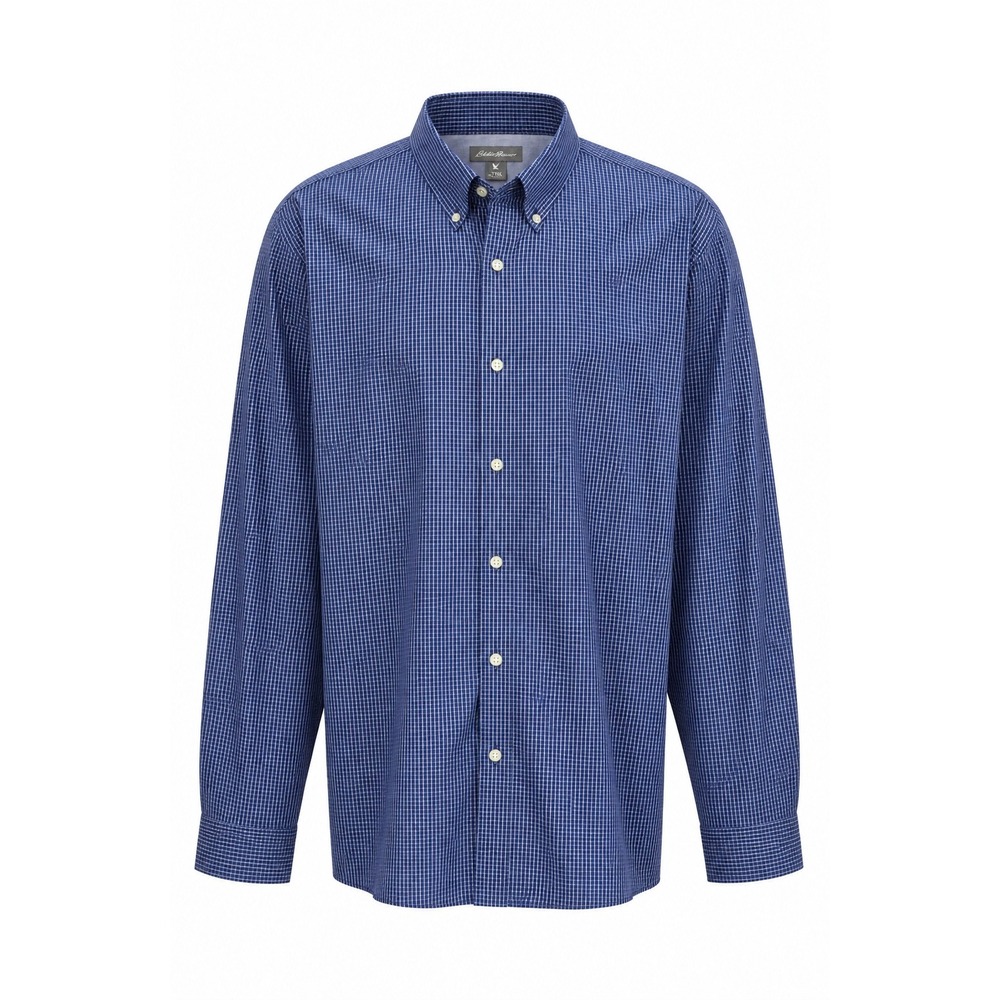 Eddie Bauer Mens 3XL Tall Wrinkle Free Blue Check Button Down Long Sleeve Cotton
